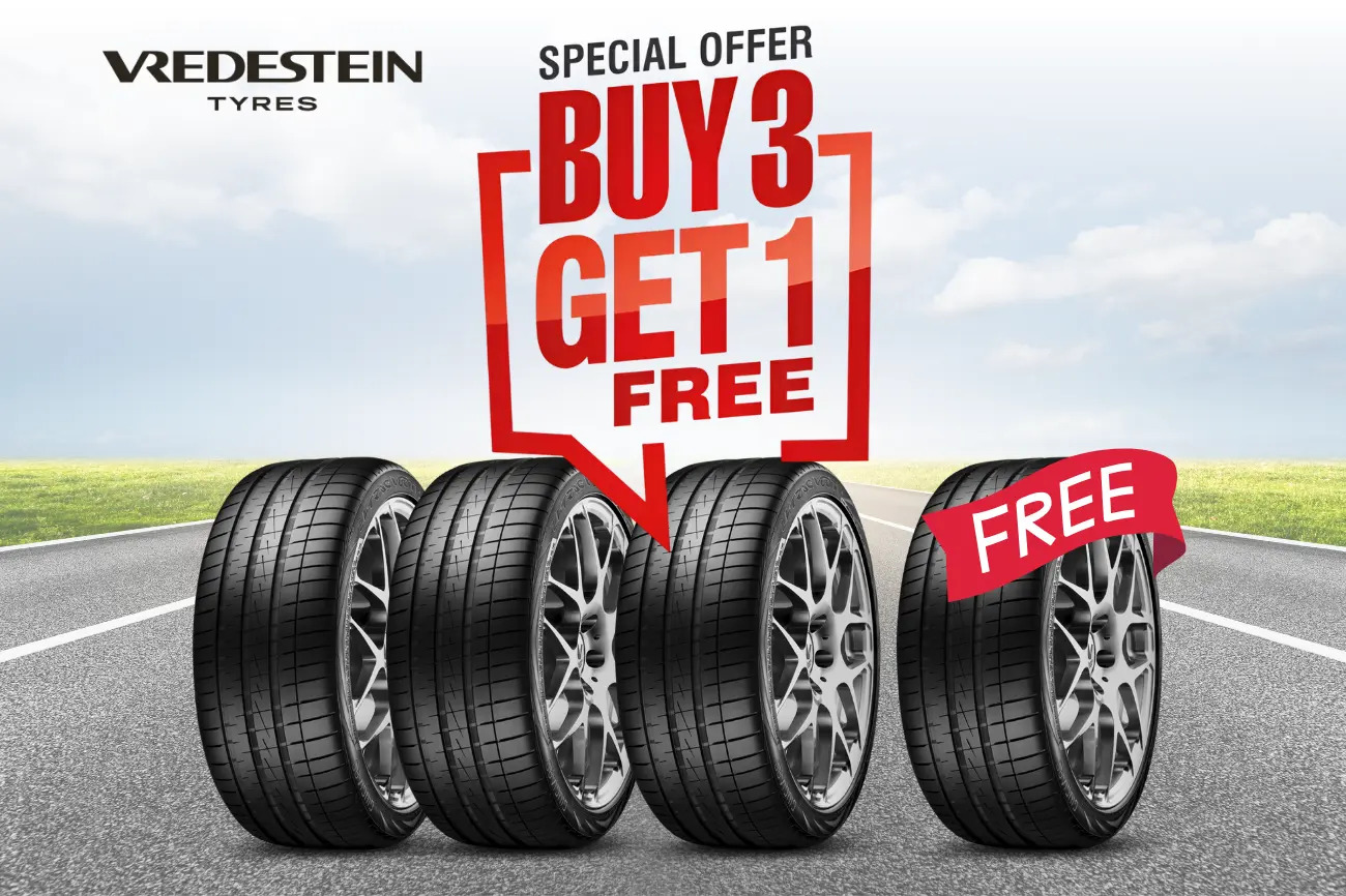 Buy 3 Vredestein tyres online and get 1 free